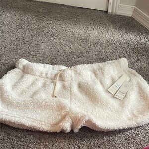Cozy White Sherpa Shorts